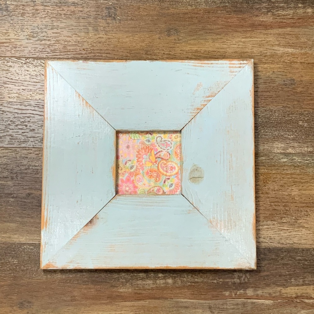 Rustic charm! Light blue rustic photo frame Perfect For Farmhouse or Beach House